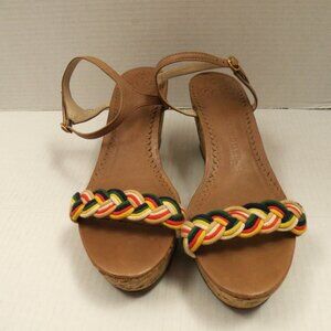 Jack Rogers Cork Platform Wedge Sandals Multi Color Braided 10